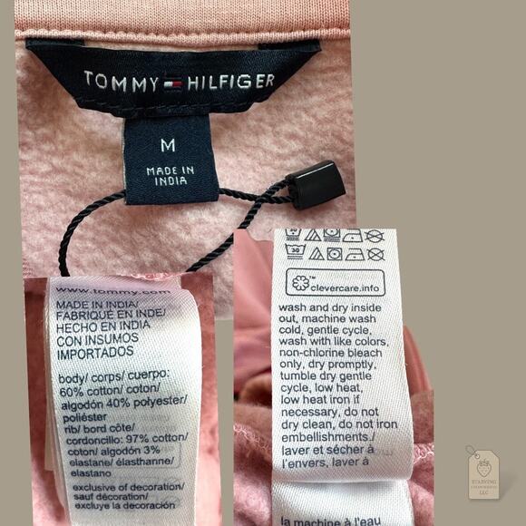 Tommy Hilfiger Pink Mock Neck Drawstring Sweatshirt Women’s M - Picture 8 of 9